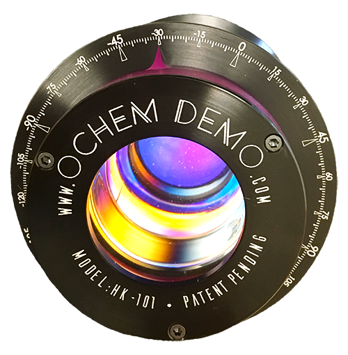 Optical rotation shown as a change of color through the polarimeter